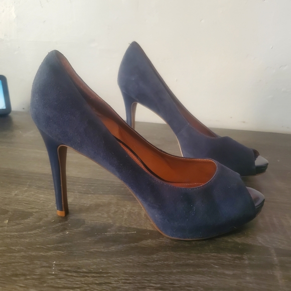 Schutz blue peep toe slip on heels size 8 - Picture 5 of 8